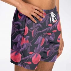 Subliminator Men Fruit Tree Swim Shorts In Red/Charcoal 22 Subliminator Men Fruit Tree Swim Shorts In Red/Charcoal