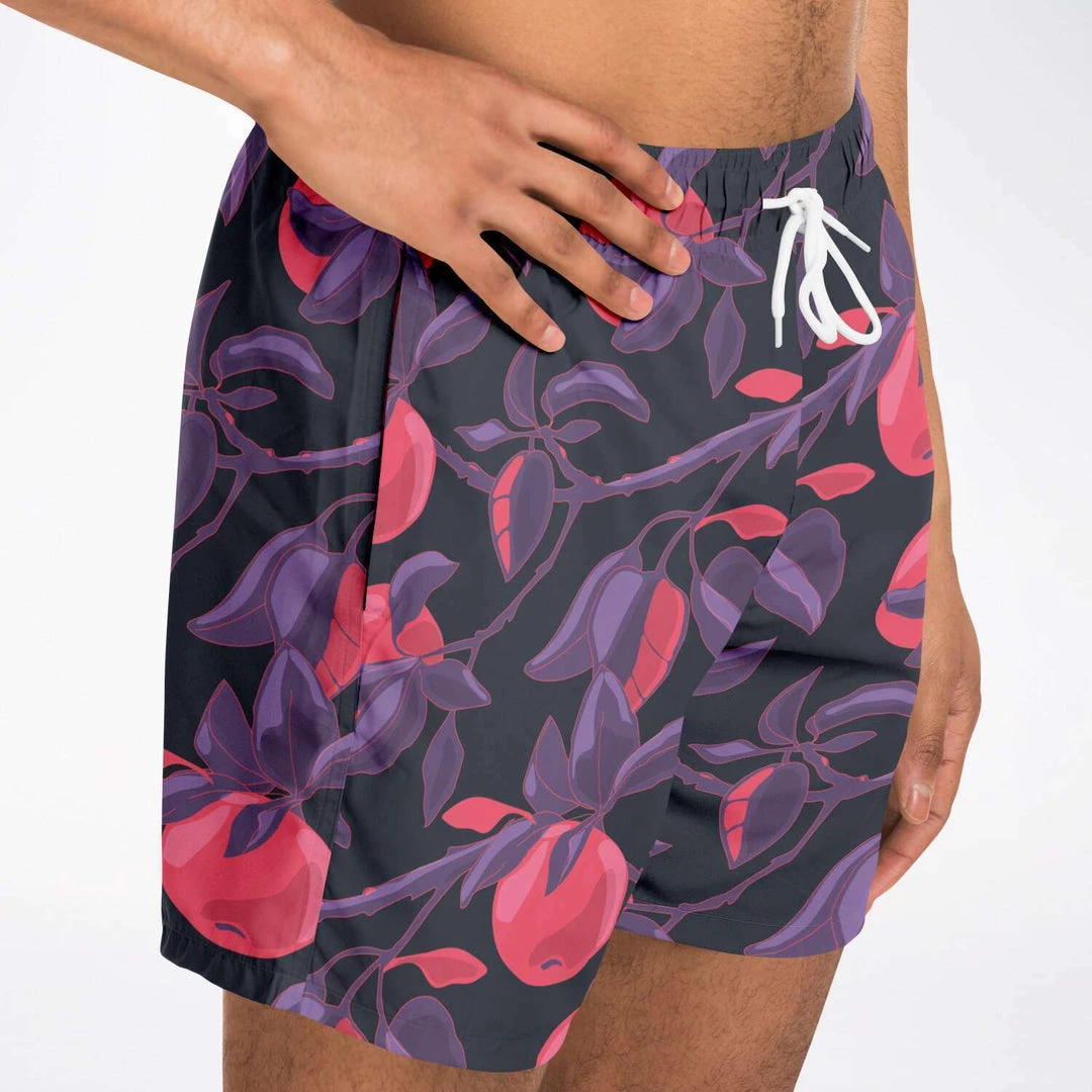 Subliminator Men Fruit Tree Swim Shorts In Red/Charcoal 12 Subliminator Men Fruit Tree Swim Shorts In Red/Charcoal