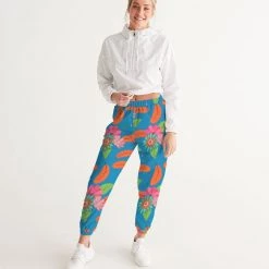 Harlow & Lloyd Tropical Flower Power Blue Lightweight Women's Track Pants