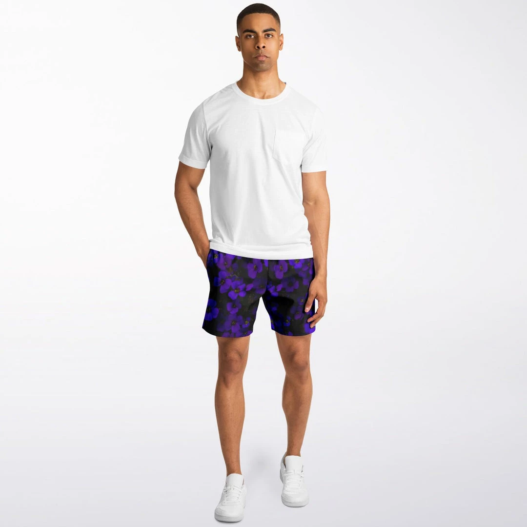 Subliminator Midnight Purple Flower Fleece Shorts 4 Subliminator Midnight Purple Flower Fleece Shorts
