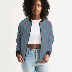 Harlow & Lloyd Jackets Purple & Green Tartan Women's Bomber Jacket