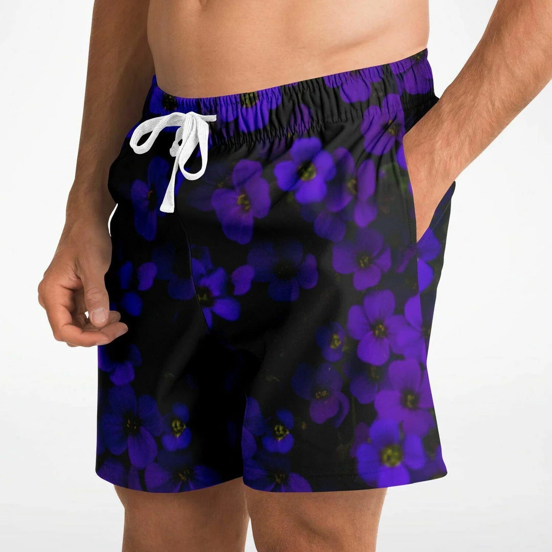 Subliminator Midnight Purple Flower Fleece Shorts 6 Subliminator Midnight Purple Flower Fleece Shorts