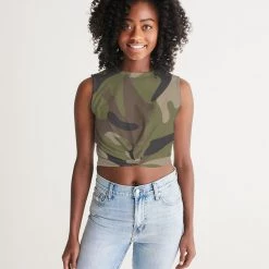 Harlow & Lloyd Woodland Camo Women's Twist-Front Tank