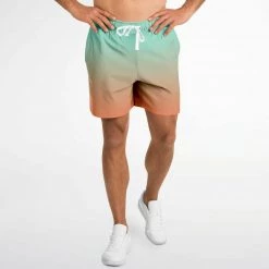 Subliminator Green Orange Color Fade Fleece Shorts 15 Subliminator Green Orange Color Fade Fleece Shorts