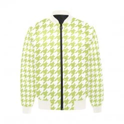 Harlow & Lloyd Lime Houndstooth Quilted Bomber Jacket