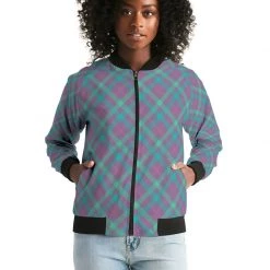 Harlow & Lloyd Jackets Purple & Green Tartan Women's Bomber Jacket