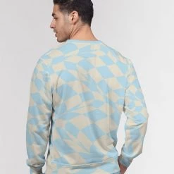 Harlow & Lloyd Blue & Vanilla Ripple Check French Terry Pullover Sweatshirt 12 Harlow & Lloyd Blue & Vanilla Ripple Check French Terry Pullover Sweatshirt