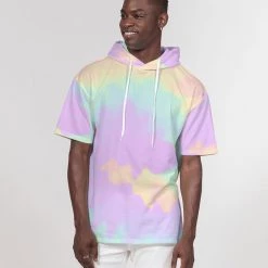 Harlow & Lloyd Hoodies Lilac Mint Tie Dye Men's Premium Heavyweight Short Sleeve Hoodie