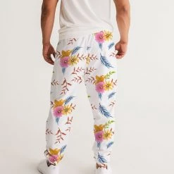 Harlow & Lloyd Pants & Joggers White Summer Floral Lightweight Men's Track Pants