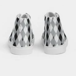 Harlow & Lloyd Harlequin Check Concrete Black & White Men's Hightop Canvas Shoes