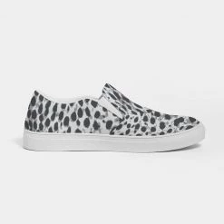 Harlow & Lloyd Black & White Leopard Print Men's Slip On Canvas Shoe