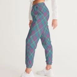 Harlow & Lloyd Purple & Green Tartan Lightweight Women's Track Pants Pants & Joggers