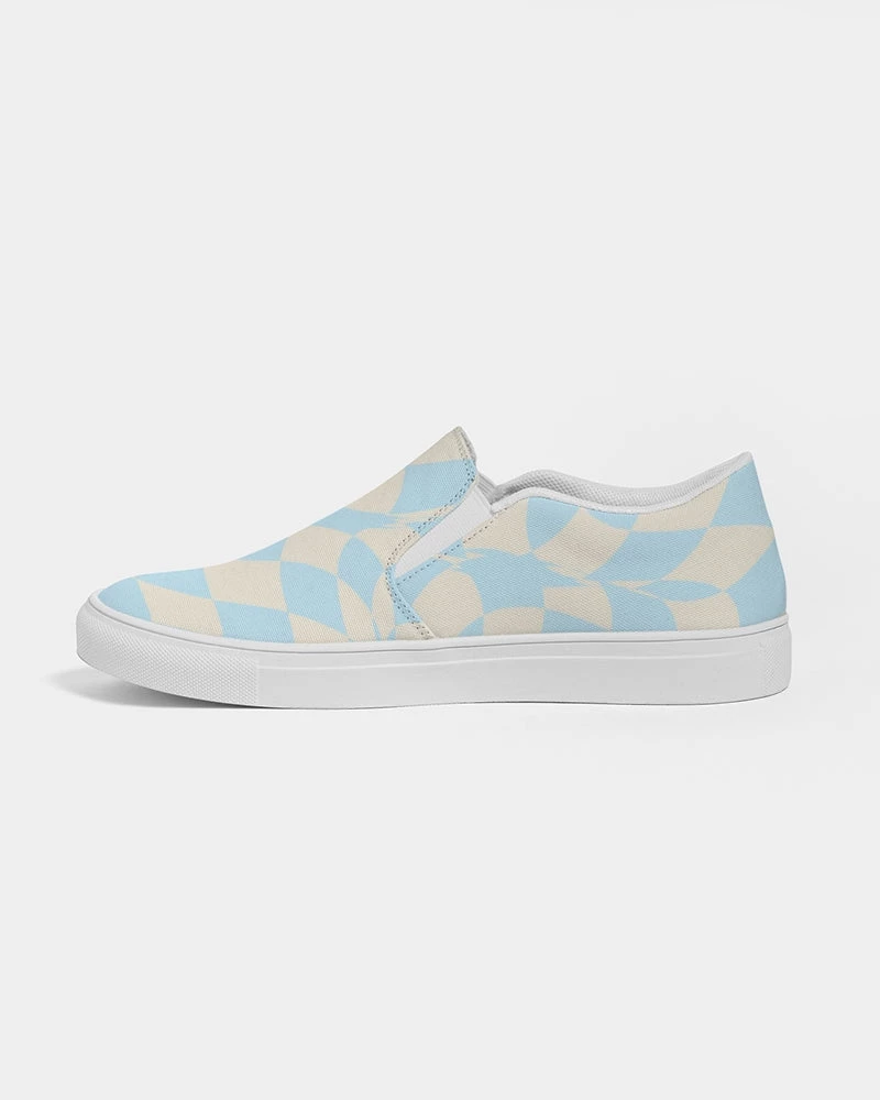 Harlow & Lloyd Blue & Vanilla Ripple Check Men's Slip On Canvas Shoe Shoes 7 Harlow & Lloyd Blue & Vanilla Ripple Check Men's Slip On Canvas Shoe Shoes