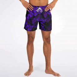 Subliminator Men Midnight Purple Flower Swim Shorts