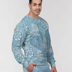 Harlow & Lloyd Victorian Blue Floral Men's French Terry Pullover Sweatshirt 13 Harlow & Lloyd Victorian Blue Floral Men's French Terry Pullover Sweatshirt