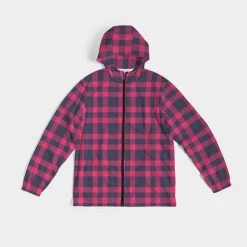 Harlow & Lloyd Red & Navy Tartan Men's Hooded Windbreaker Jacket Jackets 16 Harlow & Lloyd Red & Navy Tartan Men's Hooded Windbreaker Jacket Jackets