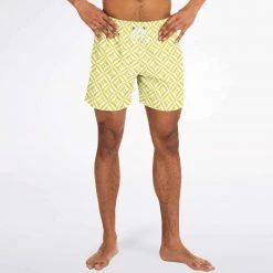 Subliminator Yellow Geometric Pattern Swim Shorts