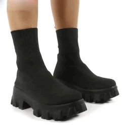 Harlow & Lloyd Chunky Knitted Sock Boots In Black