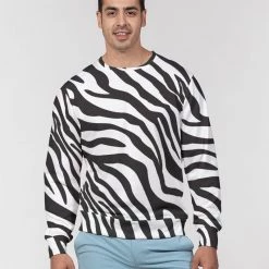 Harlow & Lloyd Sweatshirts & Pullovers Zebra Print Men's French Terry Pullover Sweatshirt