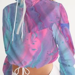 Harlow & Lloyd Jackets Marshmallow Marbled Women's Cropped Windbreaker Jacket