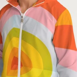 Harlow & Lloyd Orange Vortex Men's Windbreaker Hooded Jacket