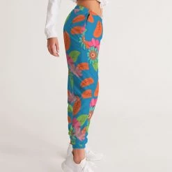 Harlow & Lloyd Tropical Flower Power Blue Lightweight Women's Track Pants