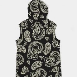 Harlow & Lloyd Black & Bone Paisley Men's Premium Heavyweight Sleeveless Hoodie Hoodies