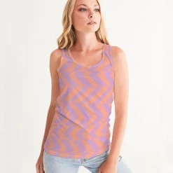 Harlow & Lloyd Peach & Orchid Striped Women's Tank T Shirts & Tanks 11 Harlow & Lloyd Peach & Orchid Striped Women's Tank T Shirts & Tanks