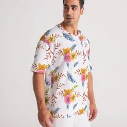 Harlow & Lloyd White Summer Floral Men's Premium Heavyweight Tee T Shirts & Tanks