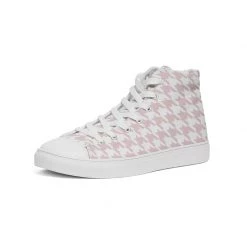 Harlow & Lloyd Pale Pink Large Houndstooth Women's Hightop Canvas Shoe Shoes