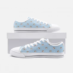 Harlow & Lloyd Dog & Bone Blue Low Top Unisex Canvas Sneakers Shoes