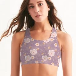 Harlow & Lloyd Orange Peonies Floral Rose Women's Seamless Sports Bra