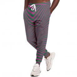 Subliminator Fuchsia & Green Optical Unisex Fleece Joggers Pants & Joggers