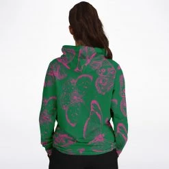 Subliminator Green Fuchsia Butterflies Unisex Hoodie Hoodies