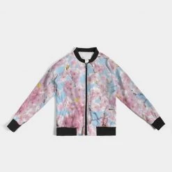 Harlow & Lloyd Jackets Cherry Blossom Sky Women's Bomber Jacket 16 Harlow & Lloyd Jackets Cherry Blossom Sky Women's Bomber Jacket