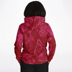Subliminator Red Fuchsia Butterflies Unisex Hoodie