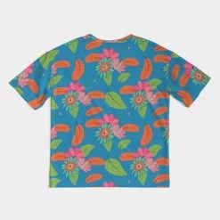 Harlow & Lloyd T Shirts & Tanks Tropical Flower Power Blue Men's Premium Oversized Tee