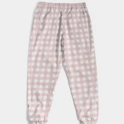 Harlow & Lloyd Pants & Joggers Pale Pink Gingham Check Men's Lightweight Track Pants