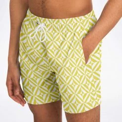 Subliminator Yellow Geometric Pattern Swim Shorts