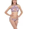 Harlow & Lloyd Orange Peonies Floral Rose Cross Front Halter Bikini Set Women