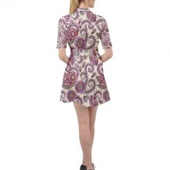 Harlow & Lloyd Purple Cream Paisley Belted Shirt Dress Women