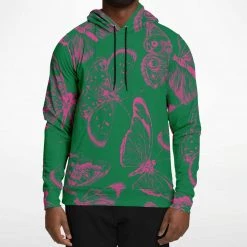 Subliminator Green Fuchsia Butterflies Unisex Hoodie Hoodies