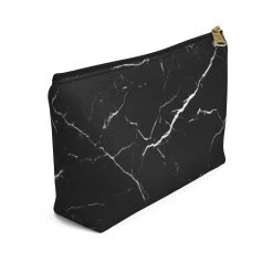 Harlow & Lloyd Personalized Cosmetics Bag / Accessory Pouch In Black Marble And Gold Bags