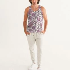 Harlow & Lloyd Purple Cream Paisley Men's Tank T Shirts & Tanks