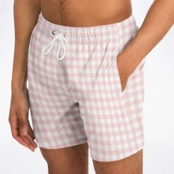 Subliminator Swimwear Pale Pink Gingham Check Swim Shorts 16 Subliminator Swimwear Pale Pink Gingham Check Swim Shorts