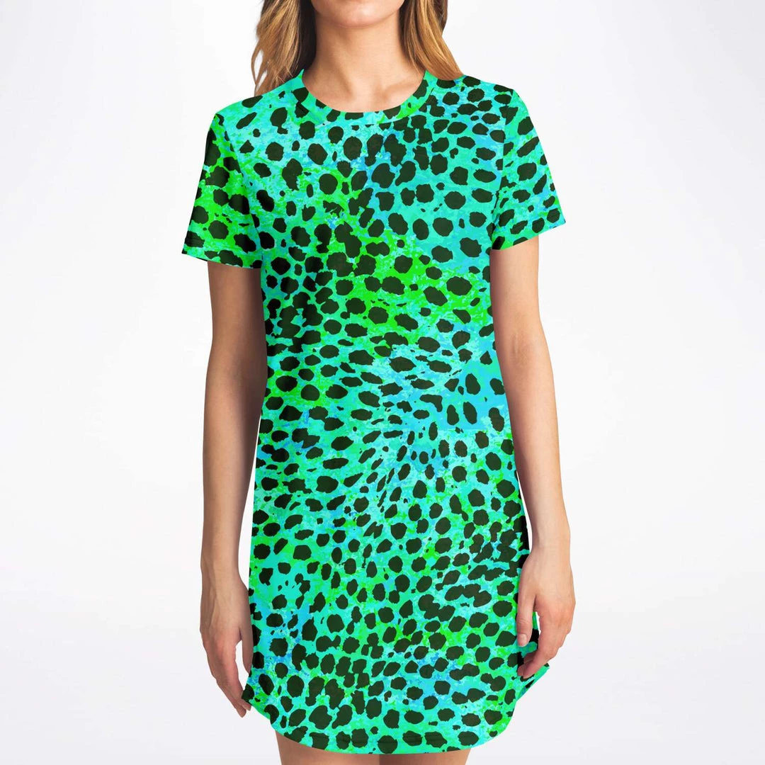 Subliminator Neon Green Leopard T Shirt Dress 5 Subliminator Neon Green Leopard T Shirt Dress