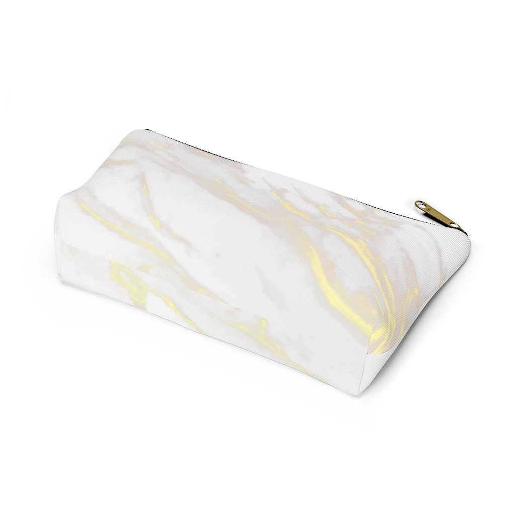 Harlow & Lloyd Personalized Cosmetic Bag / Accessory Pouch In White Marble & Gold Bags 13 Harlow & Lloyd Personalized Cosmetic Bag / Accessory Pouch In White Marble & Gold Bags