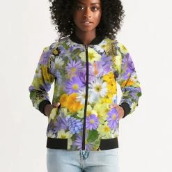 Harlow & Lloyd Spring Flowers Women's Bomber Jacket Jackets 13 Harlow & Lloyd Spring Flowers Women's Bomber Jacket Jackets
