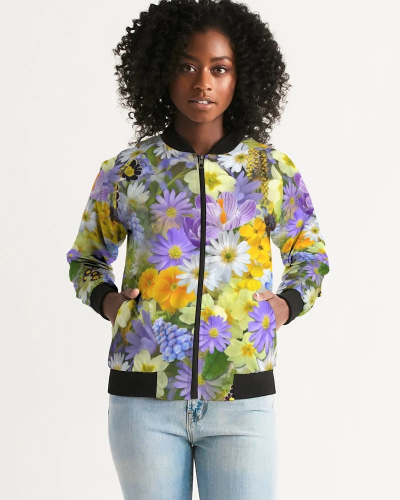 Harlow & Lloyd Spring Flowers Women's Bomber Jacket Jackets 6 Harlow & Lloyd Spring Flowers Women's Bomber Jacket Jackets