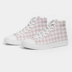 Harlow & Lloyd Pale Pink Large Houndstooth Women's Hightop Canvas Shoe Shoes
